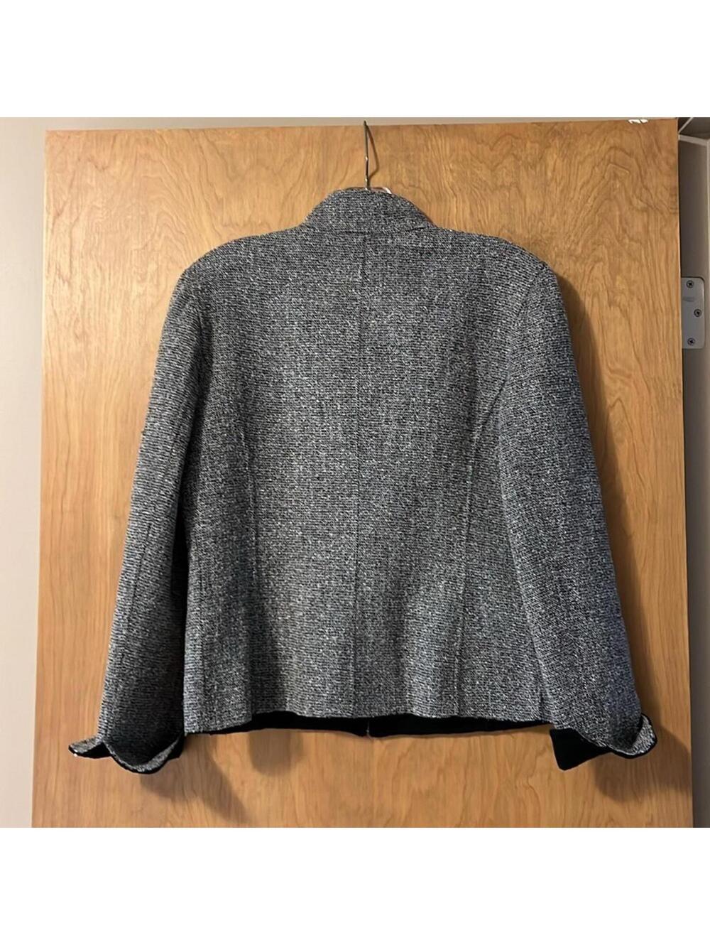 Charter Club Black Gray Wool-Texture Fleece-Lined Jacket Women's Small - Picture 2 of 8